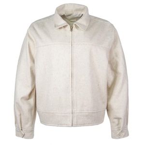 WYLLIS Clothing Solid Cream Cropped Wool Zanzi Pilot Jacket